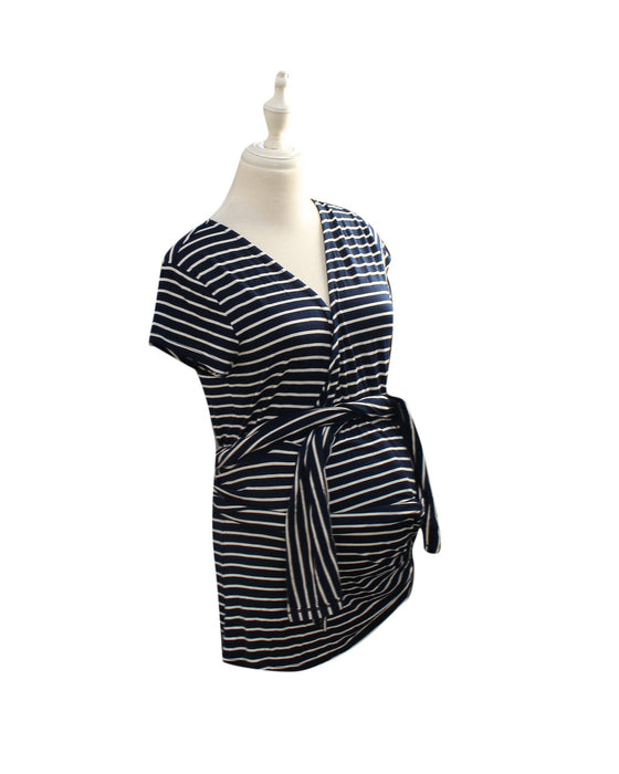 A Navy Short Sleeve Tops from Jojo Maman Bébé in size S for maternity. (Front View)