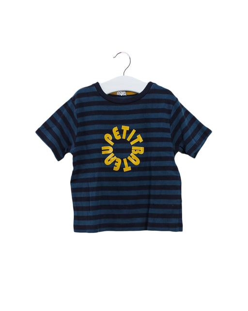 A Navy Short Sleeve T Shirts from Petit Bateau in size 4T for boy. (Front View)
