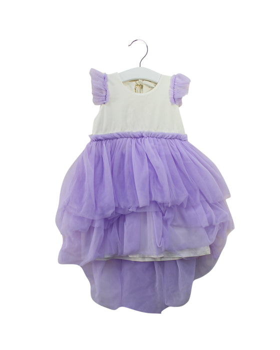 A Purple Short Sleeve Dresses from Le Petit Society in size 4T for girl. (Front View)