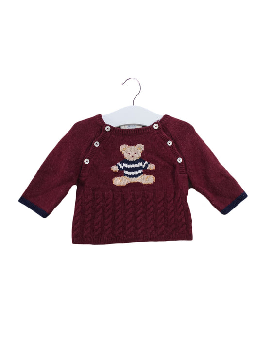 A Burgundy Knit Sweaters from Jacadi in size 0-3M for boy. (Front View)