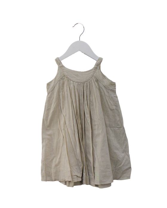 A Beige Sleeveless Dresses from Bonpoint in size 4T for girl. (Front View)