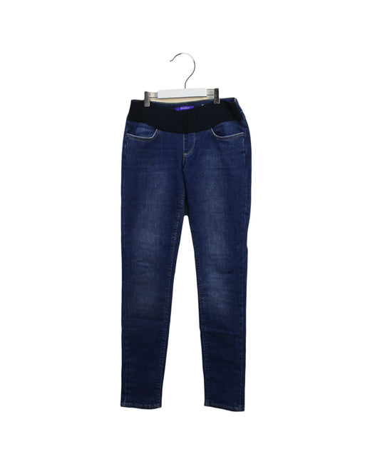 A Blue Jeans from Seraphine in size S for maternity. (Front View)
