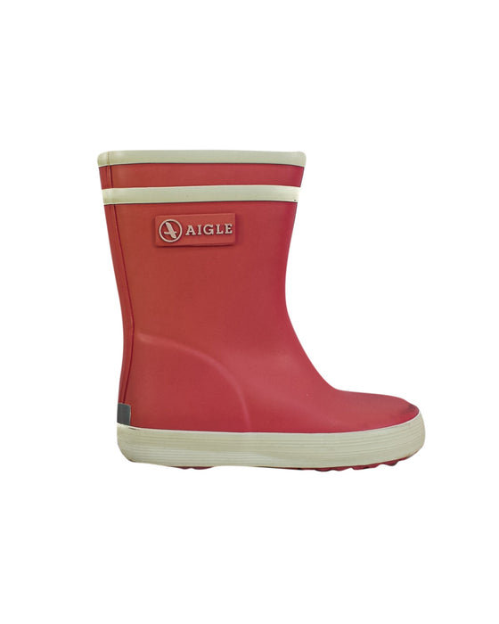 A Pink Rain Boots from Aigle in size 18-24M for girl. (Back View)