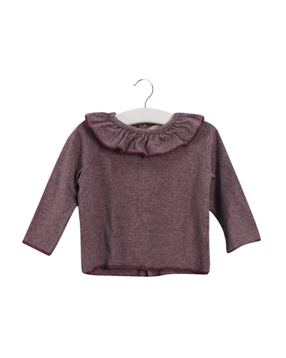 A Burgundy Long Sleeve Tops from 1 + in the family in size 6-12M for girl. (Front View)