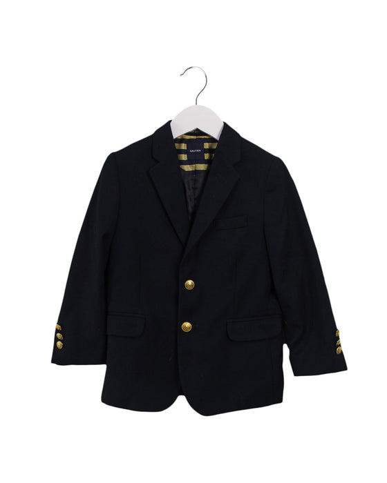 A Navy Blazers from Nautica in size 7Y for boy. (Front View)