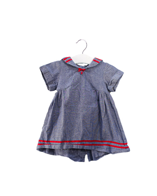 A Blue Short Sleeve Dresses from Jacadi in size 6-12M for girl. (Front View)