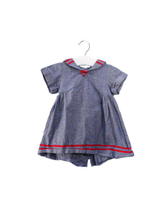 A Blue Short Sleeve Dresses from Jacadi in size 6-12M for girl. (Front View)