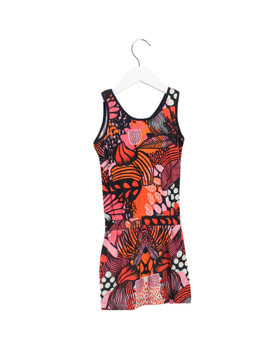 A Red Sleeveless Dresses from Munster in size 4T for girl. (Back View)