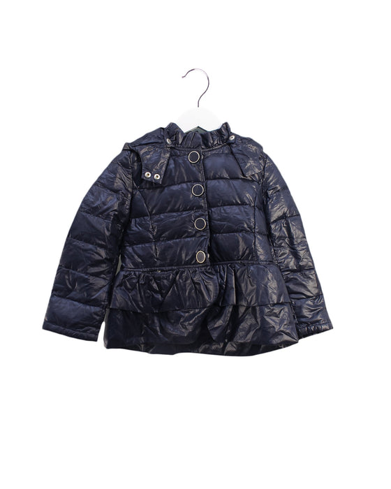 A Black Puffer/Quilted Jackets from Armani in size 4T for girl. (Front View)