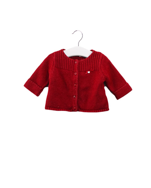A Red Cardigans from Jacadi in size 3-6M for girl. (Front View)