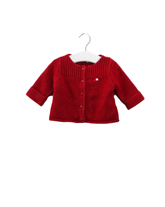 A Red Cardigans from Jacadi in size 3-6M for girl. (Front View)