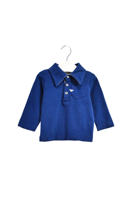 A Navy Long Sleeve Polos from Armani in size 3-6M for boy. (Front View)