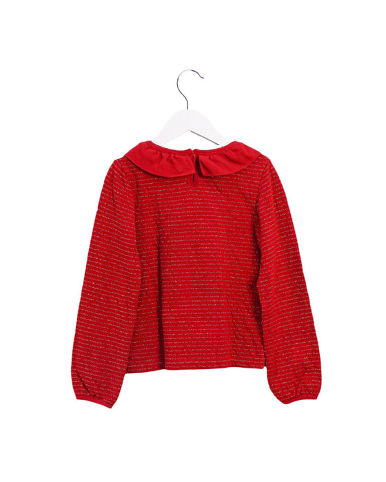 A Red Long Sleeve Tops from Petit Bateau in size 8Y for girl. (Back View)