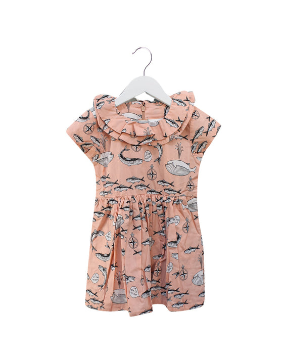 A Pink Short Sleeve Dresses from Mini Rodini in size 4T for girl. (Front View)