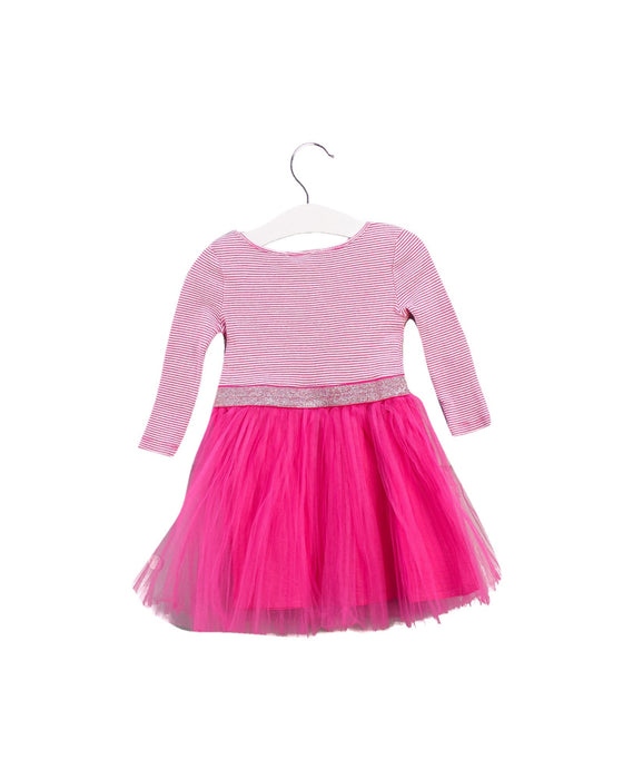 A Pink Long Sleeve Dresses from Seed in size 2T for girl. (Back View)