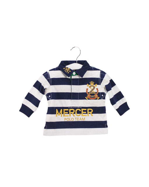 A Navy Long Sleeve Polos from Polo Ralph Lauren in size 6-12M for boy. (Front View)