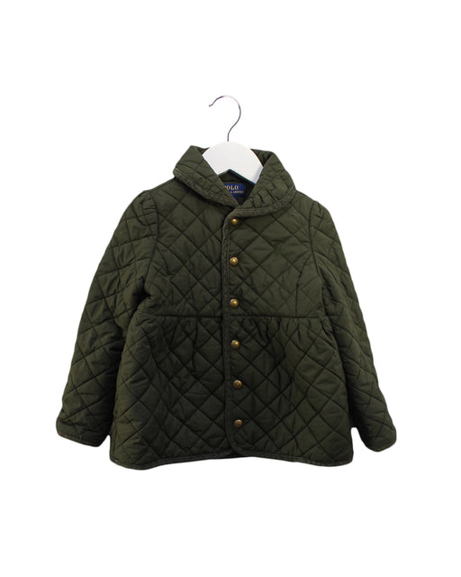 A Green Puffer/Quilted Jackets from Polo Ralph Lauren in size 4T for girl. (Front View)