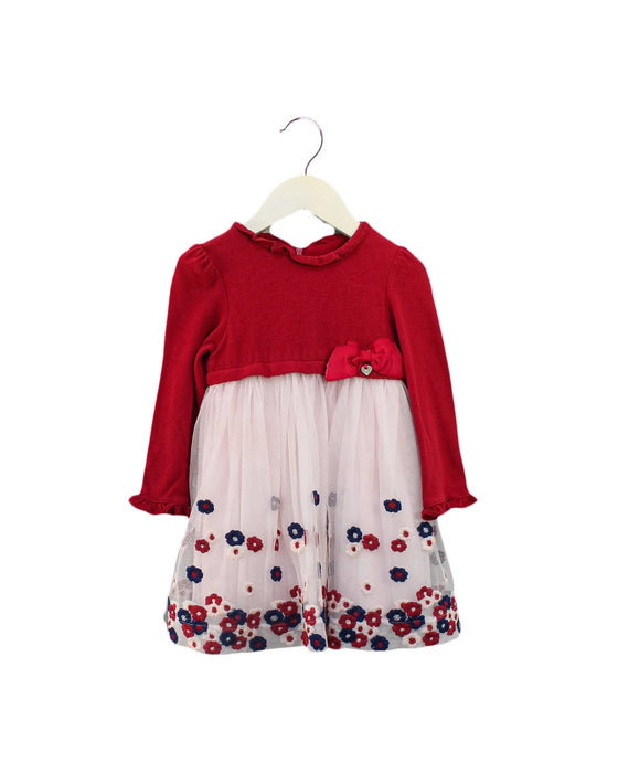 A Burgundy Long Sleeve Dresses from Mayoral in size 18-24M for girl. (Front View)
