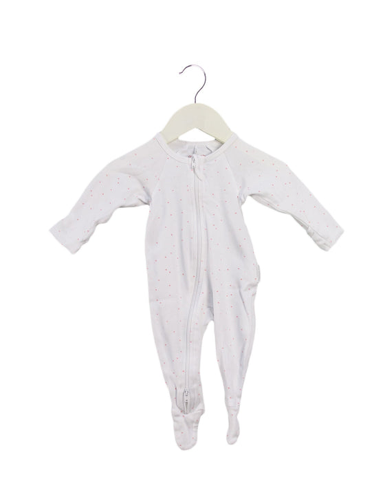 A White Onesies from Purebaby in size 0-3M for girl. (Front View)