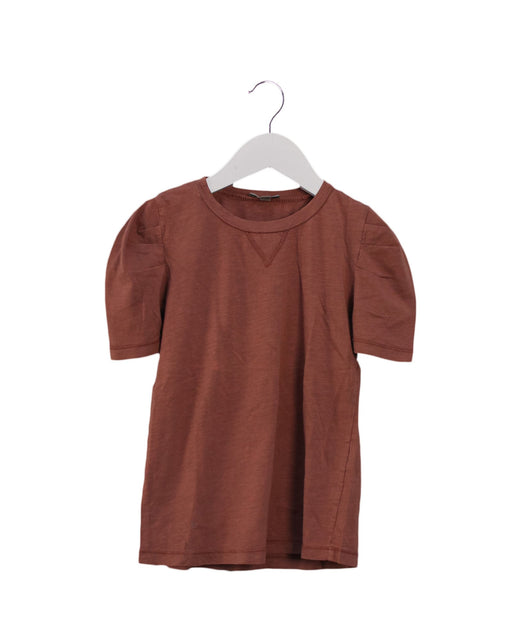 A Brown Short Sleeve T Shirts from Emile et Ida in size 6T for girl. (Front View)