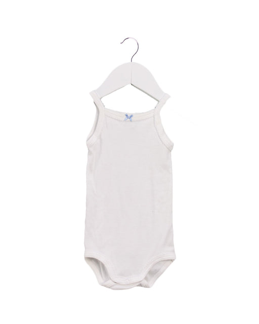 A White Sleeveless Bodysuits from Petit Bateau in size 3-6M for girl. (Front View)
