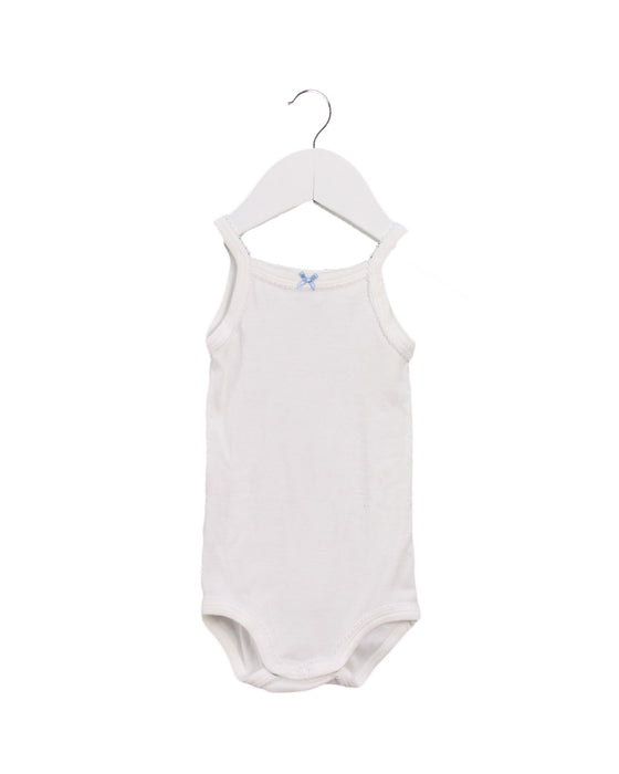 A White Sleeveless Bodysuits from Petit Bateau in size 3-6M for girl. (Front View)