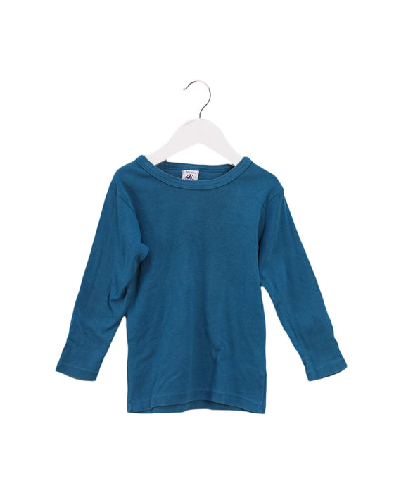 A Teal Long Sleeve T Shirts from Petit Bateau in size 3T for boy. (Front View)