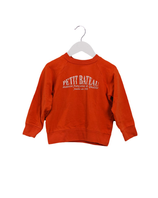 A Orange Sweatshirts from Petit Bateau in size 4T for boy. (Front View)