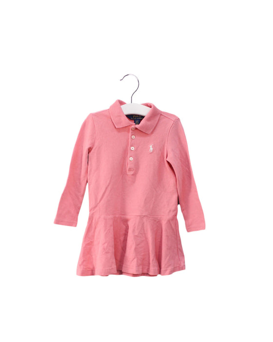 A Pink Long Sleeve Dresses from Polo Ralph Lauren in size 2T for girl. (Front View)
