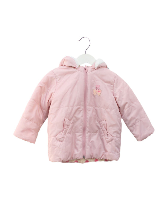 A Pink Puffer/Quilted Jackets from Miki House in size 18-24M for girl. (Front View)