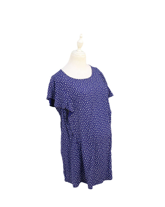 A Blue Short Sleeve Tops from Seraphine in size M for maternity. (Front View)