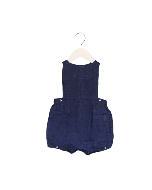 A Navy Overall Shorts from Laranjinha in size 6-12M for boy. (Front View)