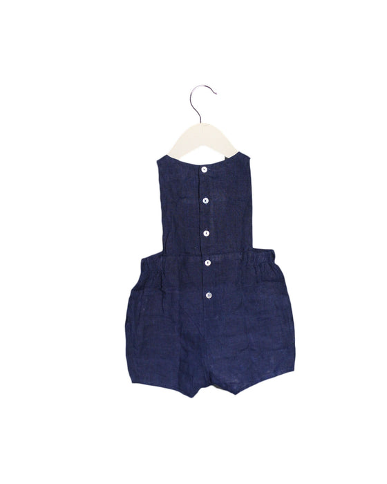 A Navy Overall Shorts from Laranjinha in size 6-12M for boy. (Back View)