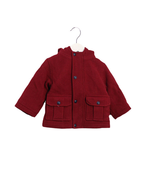 A Burgundy Coats from Jacadi in size 12-18M for boy. (Front View)