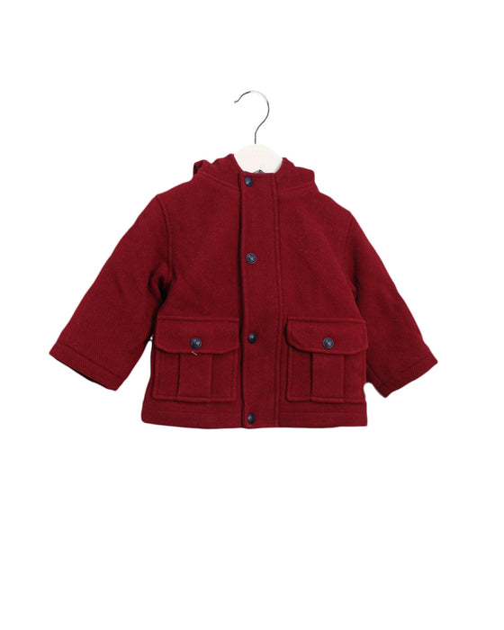A Burgundy Coats from Jacadi in size 12-18M for boy. (Front View)