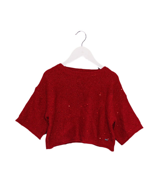 A Red Knit Sweaters from Mayoral in size 5T for girl. (Front View)