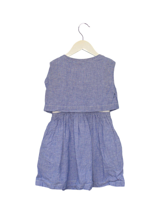 A Blue Sleeveless Dresses from Crewcuts in size 5T for girl. (Back View)