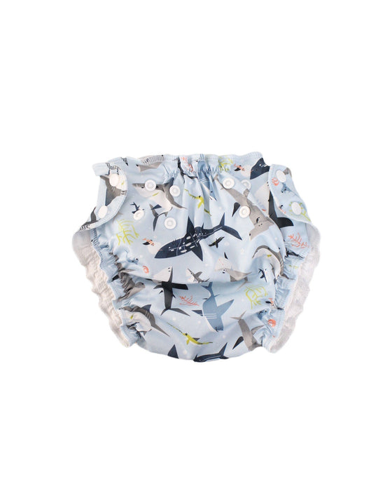 A Blue Swim Diapers from Apple Cheeks in size 6-12M for boy. (Front View)