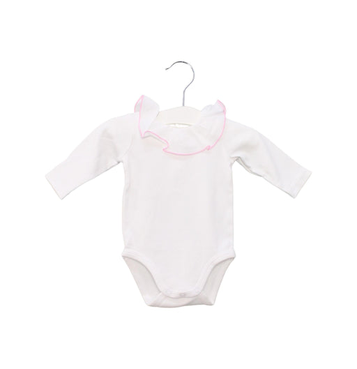 A White Long Sleeve Bodysuits from Jacadi in size 0-3M for girl. (Front View)