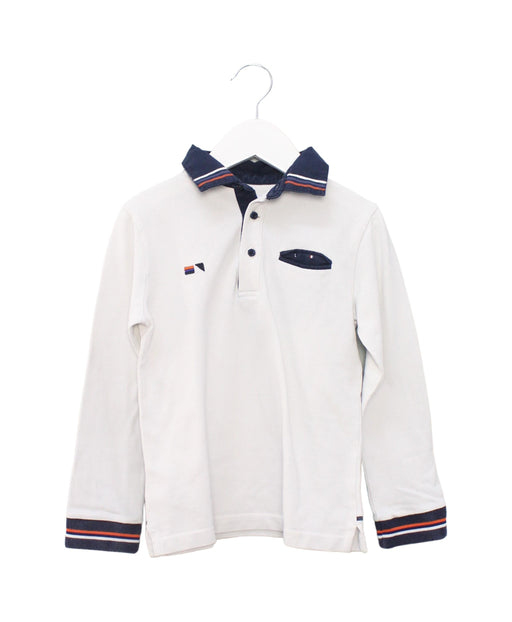 A White Long Sleeve Polos from Mayoral in size 5T for boy. (Front View)