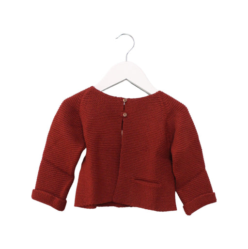 A Red Cardigans from Les Enfantines in size 12-18M for girl. (Front View)