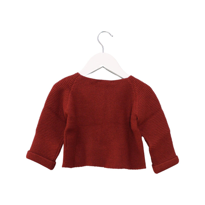 A Red Cardigans from Les Enfantines in size 12-18M for girl. (Back View)