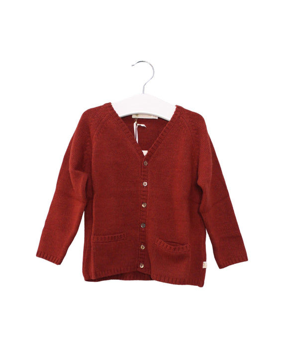 A Red Cardigans from Les Enfantines in size 18-24M for neutral. (Front View)