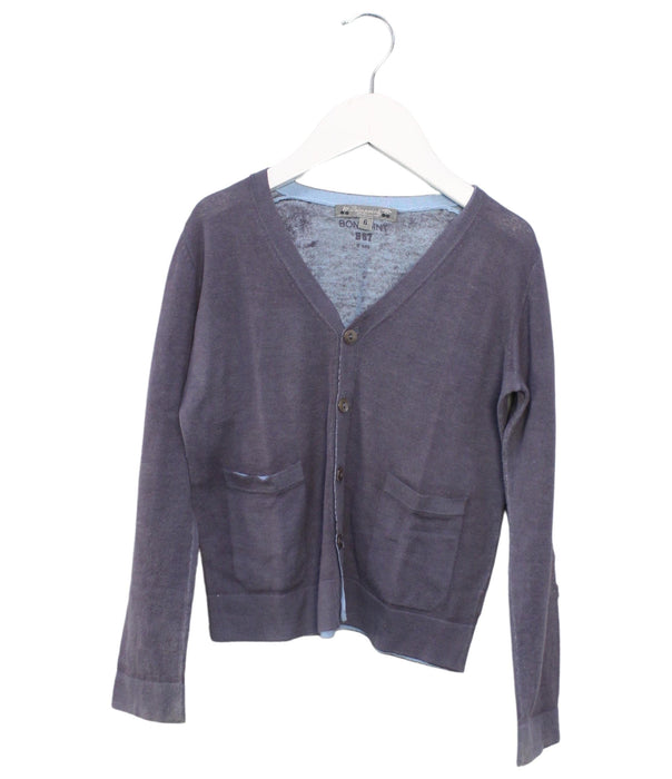 A Purple Cardigans from Bonpoint in size 6T for boy. (Front View)