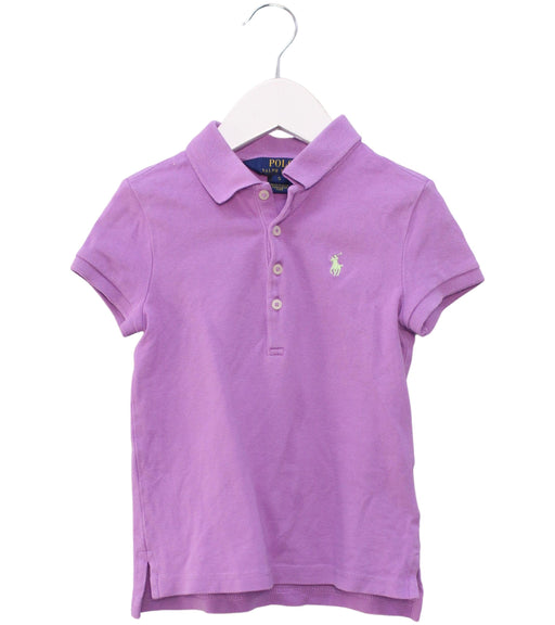 A Purple Short Sleeve Polos from Polo Ralph Lauren in size 5T for girl. (Front View)