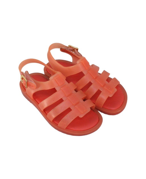 A Orange Sandals from Mini Melissa in size 4T for girl. (Front View)
