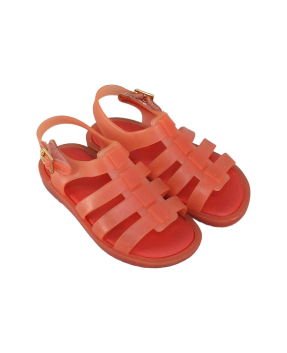 A Orange Sandals from Mini Melissa in size 4T for girl. (Front View)