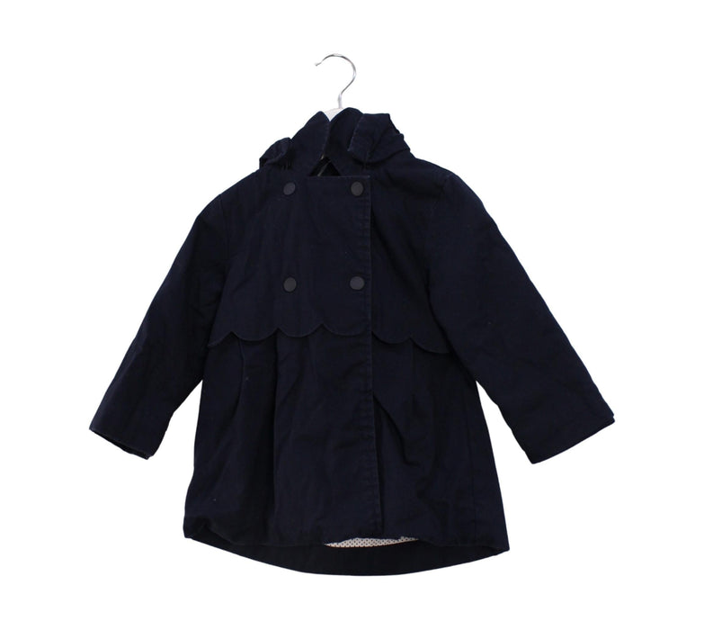 A Navy Coats from Jacadi in size 18-24M for girl. (Front View)