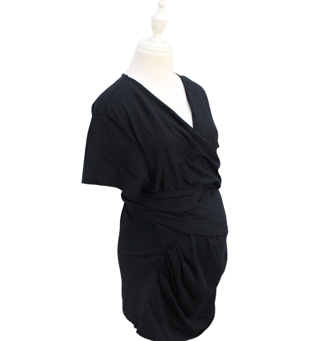 A Black Short Sleeve Tops from Seraphine in size L for maternity. (Front View)