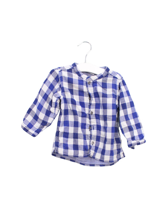 A Blue Long Sleeve Shirts from Petit Bateau in size 12-18M for boy. (Front View)